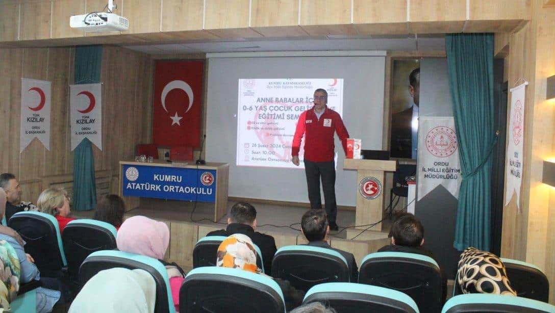 Ordu İl Milli Eğitim Müdürlüğümüz ile Türk Kızılay Ordu İl Başkanlığımız İşbirliğinde  Anne Babalar İçin 0-6 Yaş  Çocuk Gelişimi ve Eğitimi Semineri